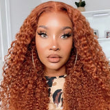 Ginger Deep Curly Undetectable Lace Wig - 180% density