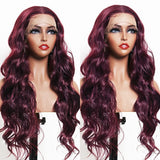 Flawless Undetectable Burgundy Body Wave Frontal Wig - 250% density