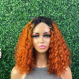 Glueless Ginger Water Wave wig - 250% density