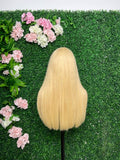 Ultra Silk Blonde (613) Bob Wig With Bangs - 180% density