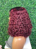 Glueless Burgundy Water Wave  Double Drawn Wig 200% density