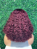 Glueless Burgundy Water Wave  Double Drawn Wig 200% density