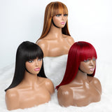 Ultra Silk Natural Black Bob Wig With Bangs - 180% density