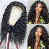 Glueless Flat Deep Wave Lace Closure Wig - 250% density