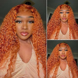 Ginger Deep Curly Undetectable Lace Wig - 180% density