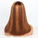 Fabulous Brown Bob Wig With Blonde Highlights With  Bangs - 180% density