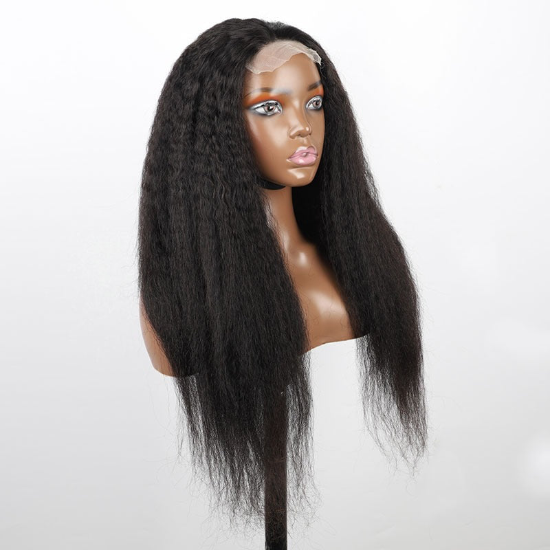 Natural Kinky Straight Lace Closure Wig 250 density Ladies