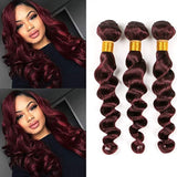 Glueless Burgundy Loose Wave Lace  Wig - 180% density