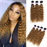 Invisible Ombre  Loose Water Wave Closure Wig - 200% density